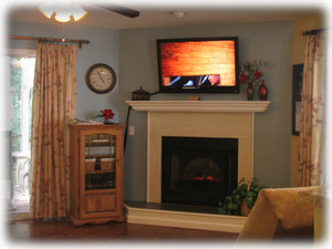 Secret Garden Vacation Rental at Pointe Royale fireplace.