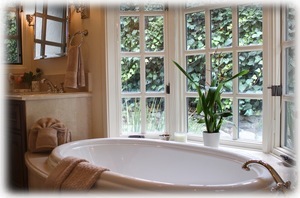 Master Bath Looks Out to the Private Patio