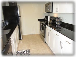 Remodeled kitchen with granite counter tops. Very well-equipped for cooking