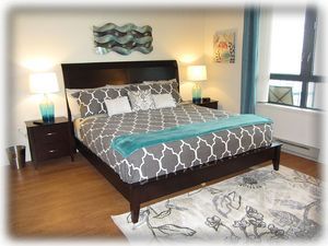 Large bedroom with comfortable king-sized bed
