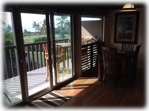 View from living room of lanai & dining area