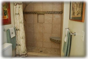 Large tiled walk-in shower