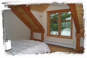 Bedroom overlooks lake