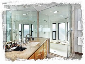 Master bath with dual head shower and ocean views from the shower!!