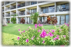 Our garden lanai with table, seating for 4 and umbrella.