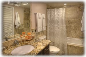 Guest Bathroom features granite too!