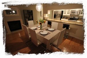 Dining area seats 8 comfortably