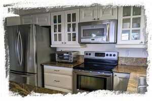 Updated kitchen is fully stocked