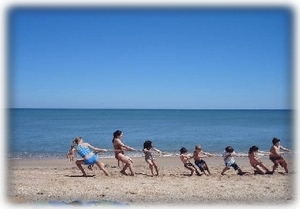 Kids always find fun activities on the beach!
