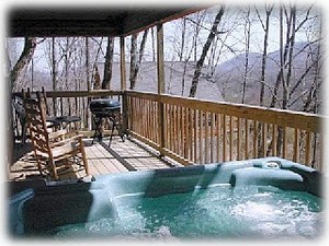 Lg covered porch-Hot Tub, rocking chairs, & view