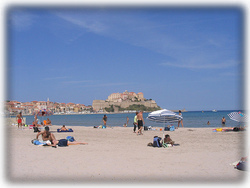 view of the citadel from Calvi beach