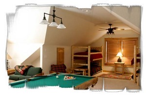 Child friendly bunk room with unbelievable private pool table.