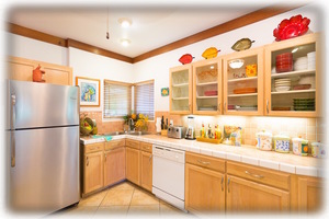 Well stocked, fully equipped gourmet kitchen for guests' exclusive use.