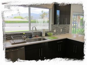 Beautiful views of the San Jacinto Mountains from the kitchen and dining areas