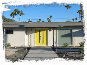 Mid century modern style is evident throughout & through our yellow double doors